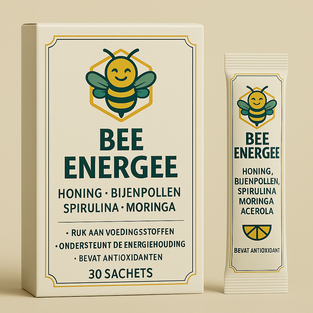 Bee Energee – 30 Sachets – Honing, Spirulina, Moringa, Acerola & Bijenpollen – Dagelijkse Energieboost – Met natuurlijke vitamine C – Niet geschikt voor mensen met hooikoorts.