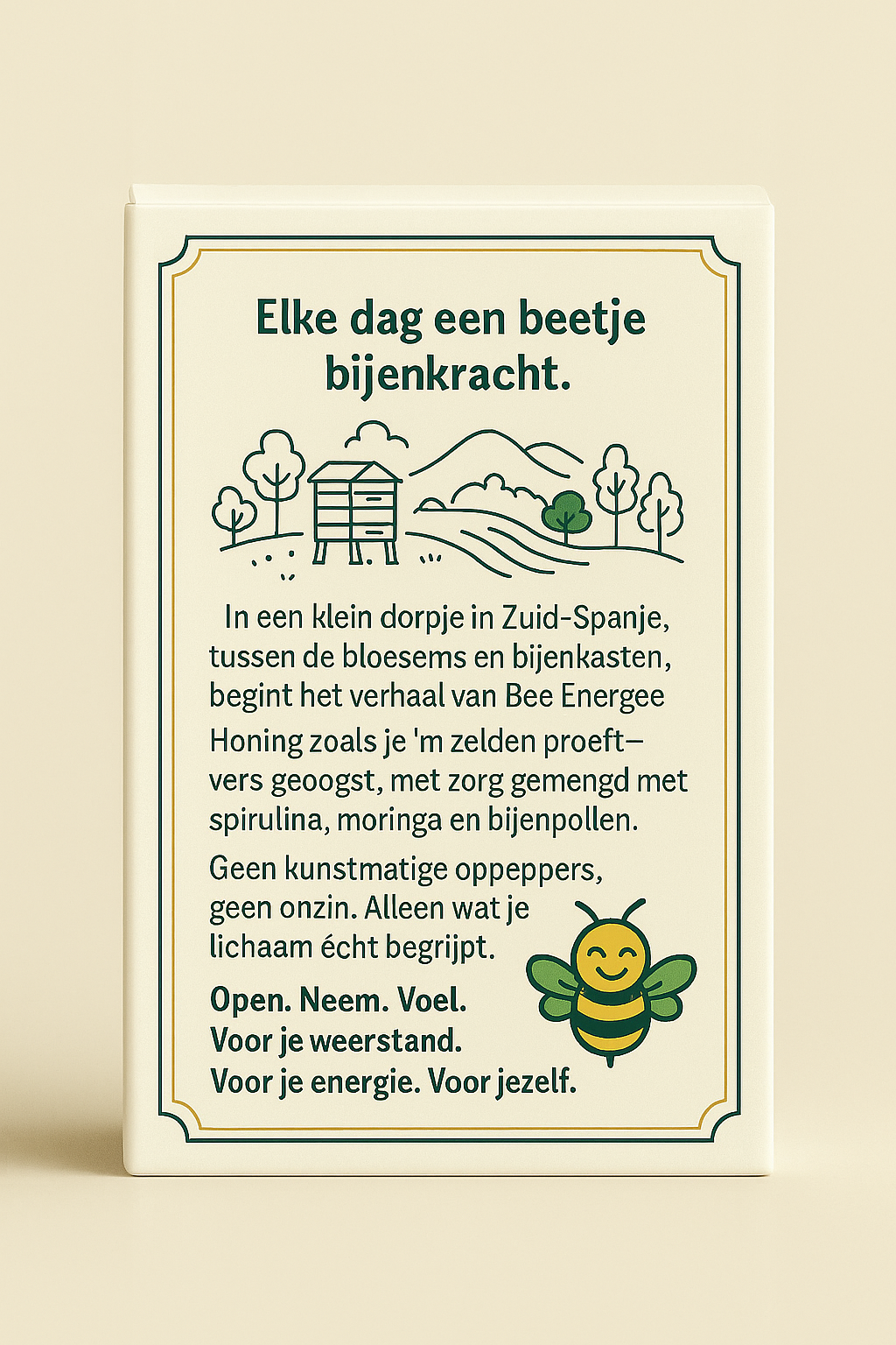Bee Energee – 30 Sachets – Honing, Spirulina, Moringa, Acerola & Bijenpollen – Dagelijkse Energieboost – Met natuurlijke vitamine C – Niet geschikt voor mensen met hooikoorts.